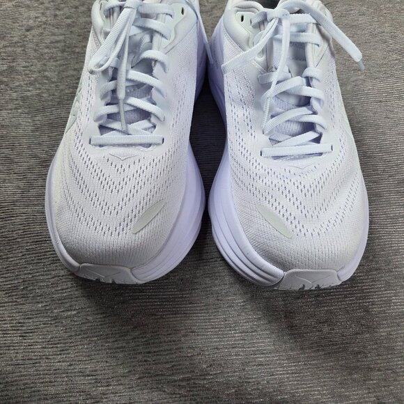 Hoka Bondi 8 Womens Running Shoes Size 8.5 Triple White Neutral Hot Girl Walk - Picture 2 of 11